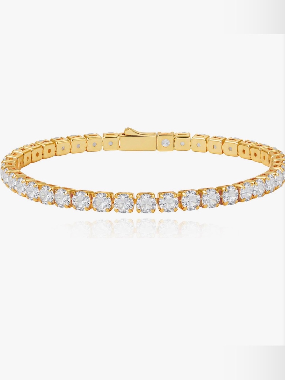 NEW 18k Gold Plated Classic Tennis Bracelet 4mm Cubic Zirconia